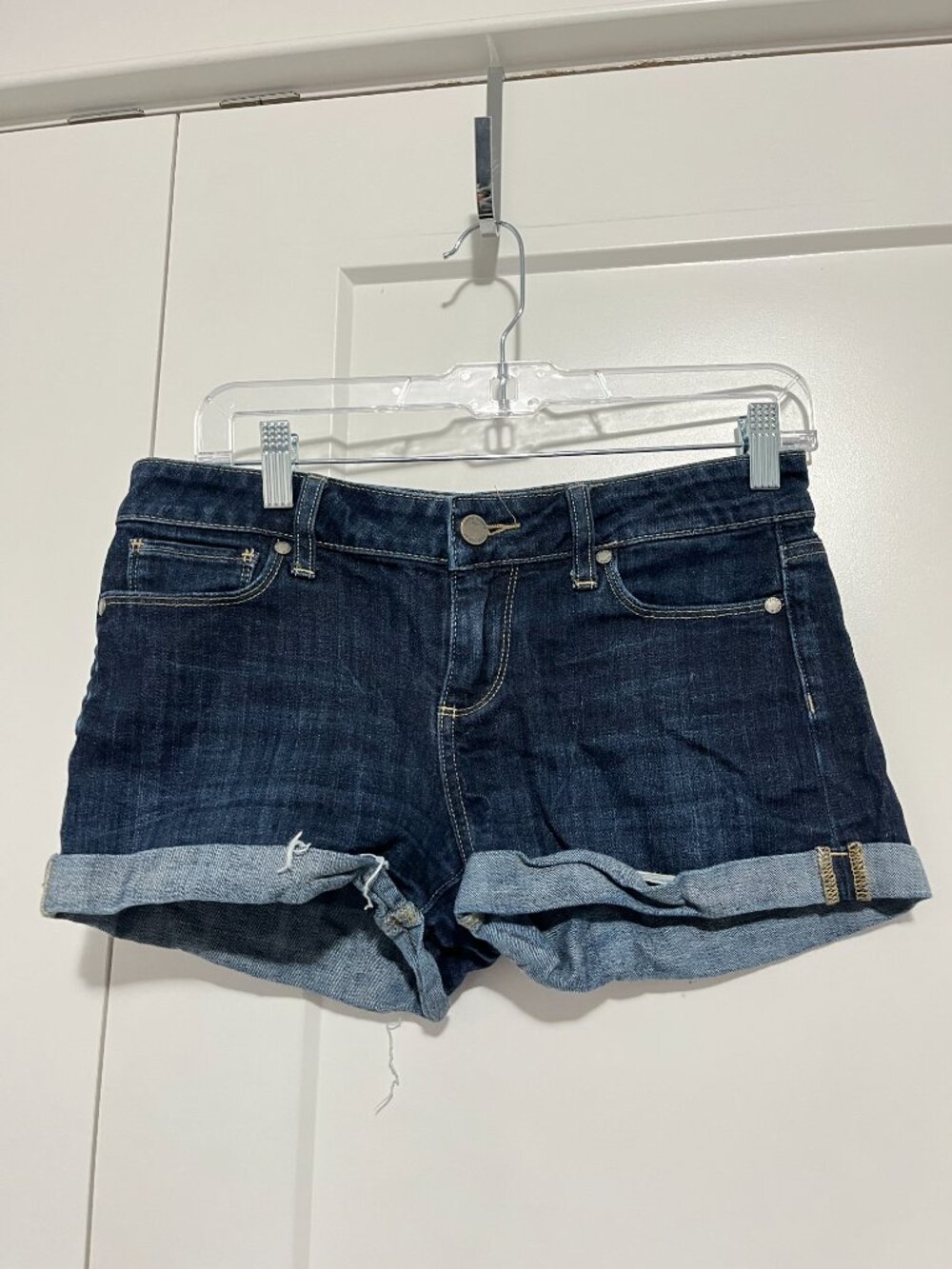 PAIGE Size 26 Blue Denim Cutoff Rolled Hem Shorts
